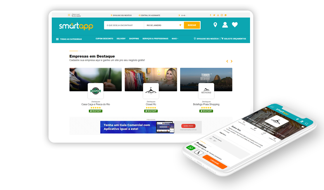 Aplicativo Guia Comercial Android IOS e Web